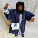 Jüdischer Mann im blauen Mantel mit Kippa und Tasche - Apostel